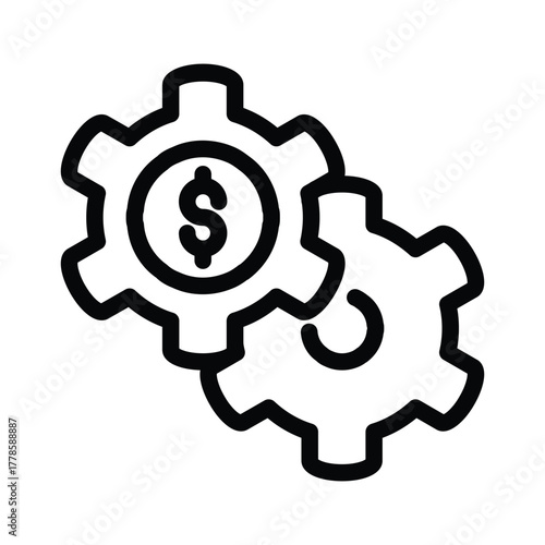 dolar and gear outline icon vector design good for web or mobile app