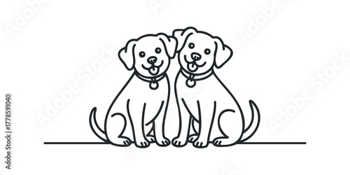 Two happy puppies sitting together