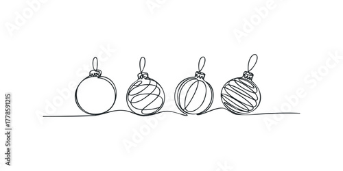 Continuous Line Drawing of Four Ornaments