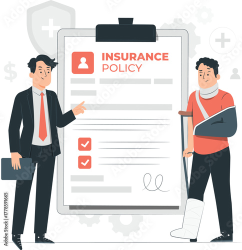 Insurance Agent Explaining Policy to Injured Person customer