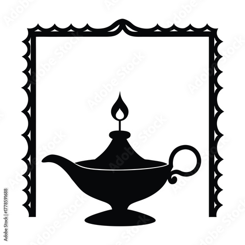 Vilakku Oil Lamp Vector for Invitation Design