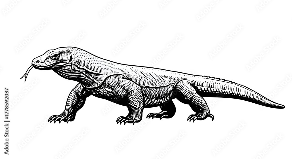 Obraz premium Komodo dragon on white background