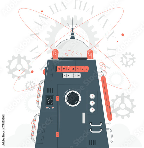 Intricate Mechanical Device with Gears and Dials machine complex