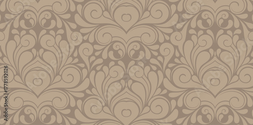 seamless damask wallpaper pattern ornament dark brown