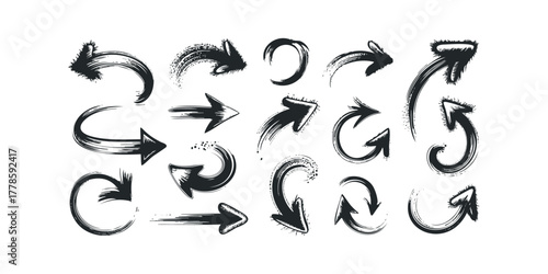 Collection of hand-drawn directional arrow graphics