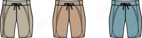 Versatile Shorts Illustration Beige, Tan, and Blue Apparel for Fashion Design Projects