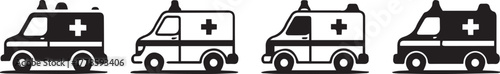 Ambulance emergency vehicle illustration with medical symbols