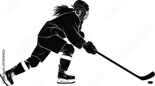 Silhouette of an ice hockey player in action during a winter sports competition
