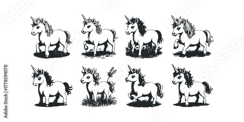 Collection of Eight Unicorn Poses