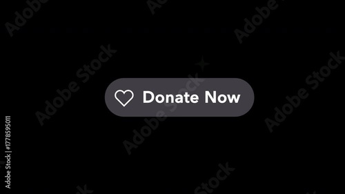 Donate now button with love heart icon animation