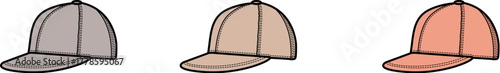 Three baseball caps in varying shades of brown and grey, showcasing their unique colors and designs on a white background
