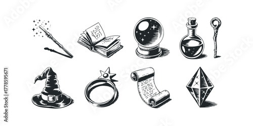 Enchanting collection of magical occult objects