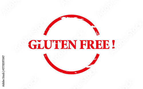 GLUTEN FREE ! - Red Rubber Stamp with text GLUTEN FREE !

