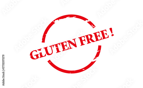 GLUTEN FREE ! - Red Rubber Stamp with text GLUTEN FREE !
