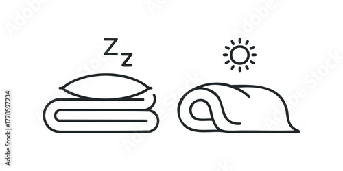 Simple Line Icons For Sleep And Sun Exposure