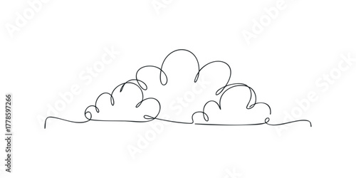 Abstract cloud formation in continuous line drawing style