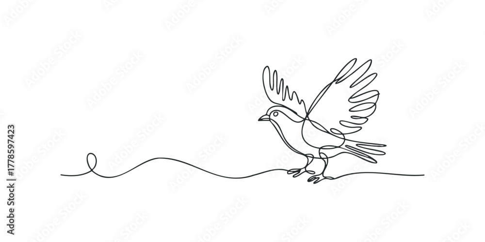 Fototapeta premium Minimalist continuous line drawing of bird in flight