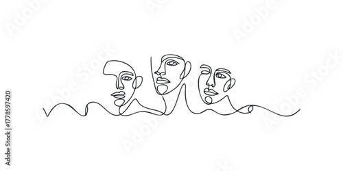 Abstract single line faces portrait collection