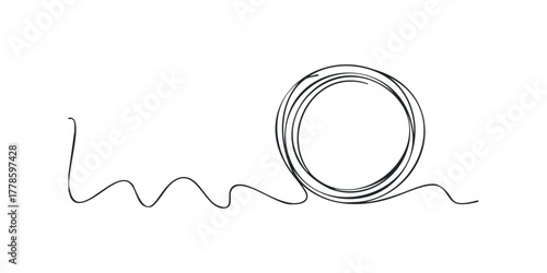 Hand Drawn Scribble Circle and Wavy Line