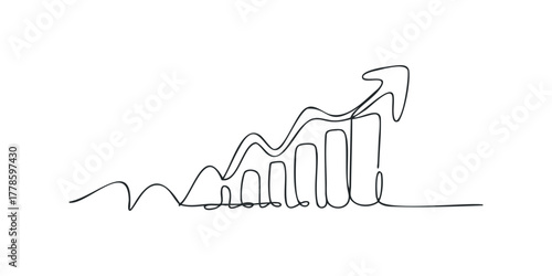 Graph with upward trending arrow and bars