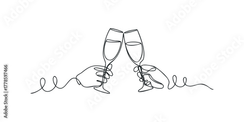 Hands holding champagne flutes in toast