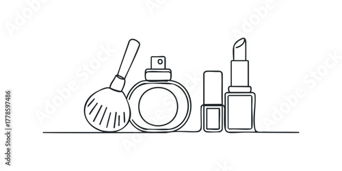 Cosmetic items collection minimal line drawing