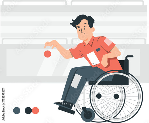 Man in wheelchair playing a ball game person disability
