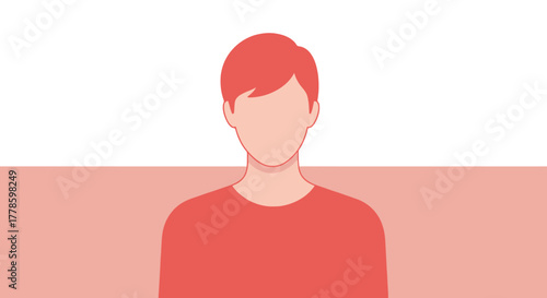 Anonymous Male Silhouette in Red T Shirt Against Modern Abstract Background Perfect for User Profiles and Concepts