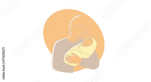 Loving Parent Holding Newborn Baby Tender Family Embrace New Life Parental Care Warmth Love Childhood Infancy Generational Bond Concept Art