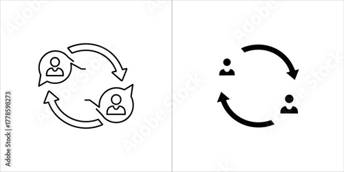 Social interaction icon for communication and teamwork