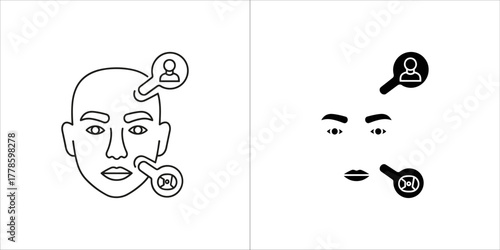 Face analysis icon for medical or cosmetic use