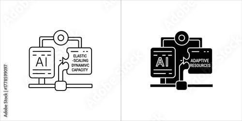 Black line artificial intelligence icon vector