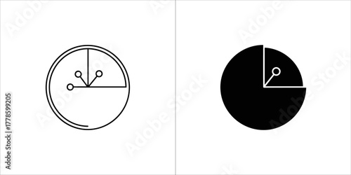 Quarter circle chart glyph icon, diagram symbol