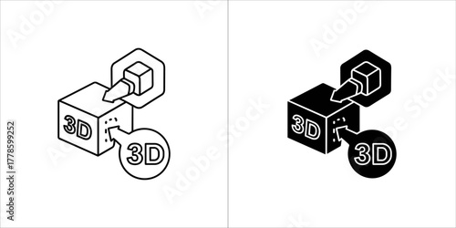 Three d modeling icon in vector format