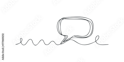 Hand drawn speech bubble with wavy line communication symbol