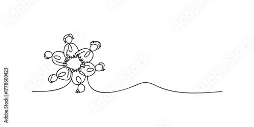 Abstract Line Art of People in Circular Formation