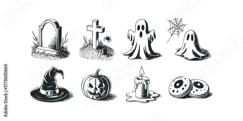 Halloween Collection of Spooky Icons and Symbols