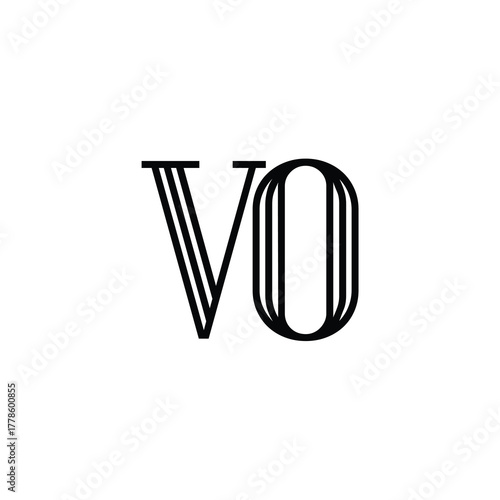 VO monogram logo design letter text name symbol monochrome logotype alphabet character simple logo