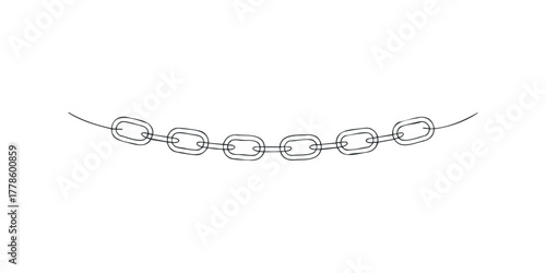 Curved line drawing of metallic chain links