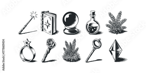 Collection of Fantasy Magical Items and Symbols