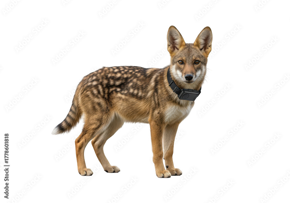 Fototapeta premium Majestic black-backed jackal standing proudly against a transparent background
