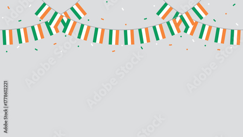 Seamless flag of Ireland party bunting border. Flat design illustration.	
