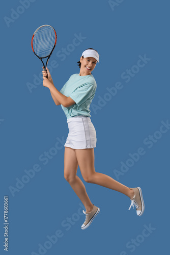 Happy young female tennis p...