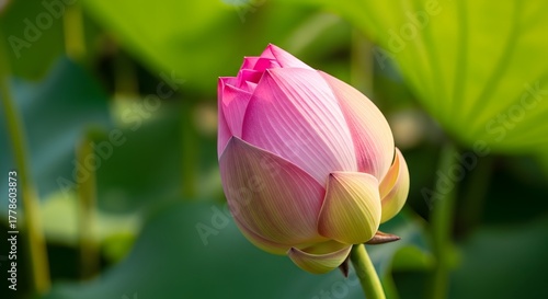 Lotus flower bud in greenery