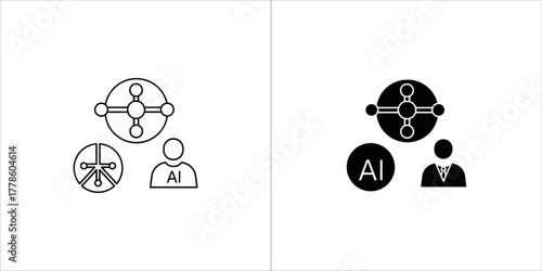 Artificial intelligence and human interaction icon