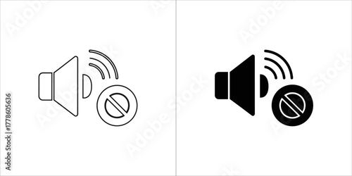 Mute line and solid icon for web design