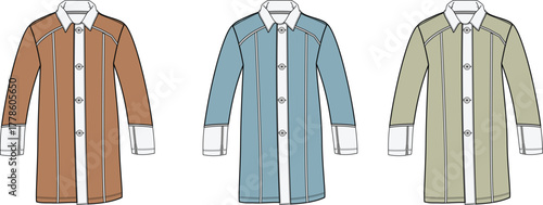 Colorful shirt illustrations Trendy clothing designs in various hues for fashion and style