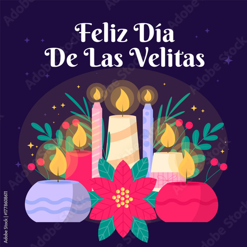 flat illustration design for feliz dia de las velitas