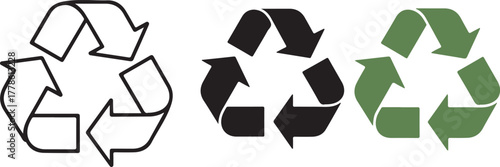 Recycling symbol in different colors