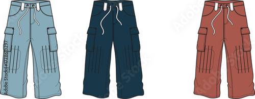 A collection of versatile cargo pants in various colors, showcasing casual comfort and modern utility for everyday fashion and outdoor adventures, perfect for diverse personal styles